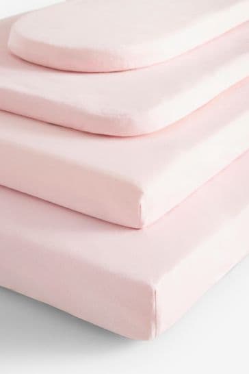 2 Pack Pink Baby 100% Cotton Jersey Fitted Sheets