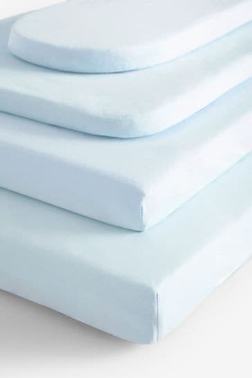 Pack de 2 sábanas azules de punto de algodón 100% para bebé