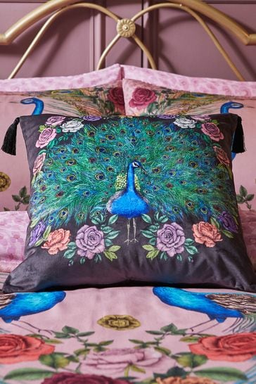Matthew Williamson Black Peacock Bloom Cushion