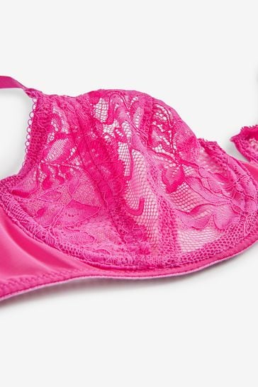 Buy Cobalt Blue/Bright Pink/Blush Pink Non Pad Balcony Lace Bras 3 Pack  from Next Belgium