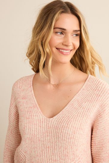Pink v neck jumper shop