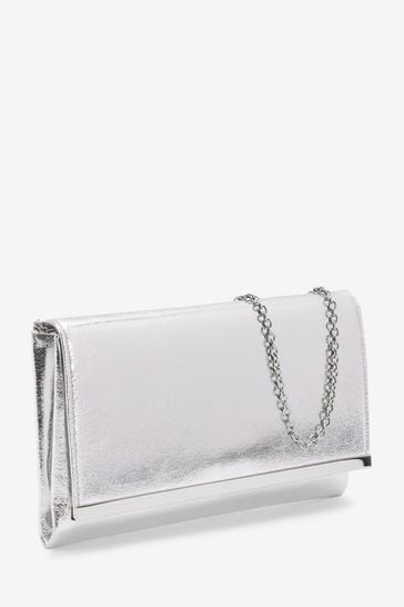 Buy Silver Clutch Bag With Detachable Cross Body Chain from Next