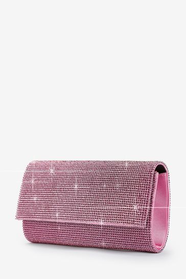 Pink sparkle cheap clutch bag