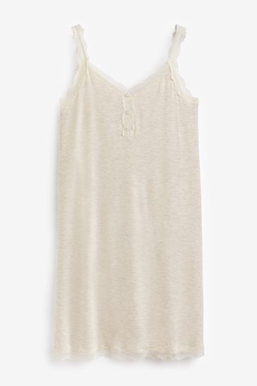 Laura Ashley Oatmeal Cream Modal Lace Trim Slip