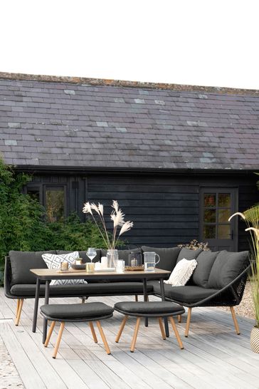 Buy Black Helsinki Garden Corner Dining Set from the Next UK