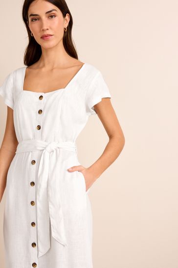 White button through midi dress discount