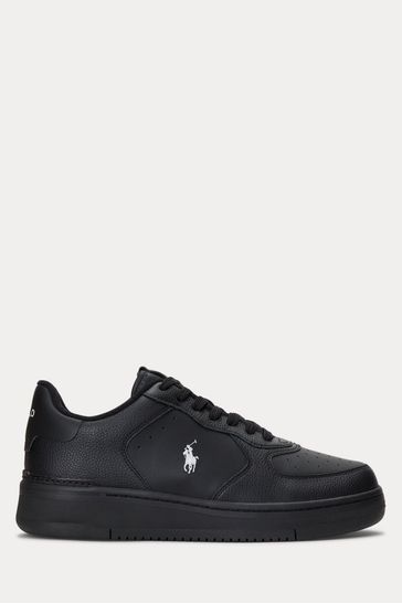 Buy Polo Ralph Lauren Black Masters Court Leather Trainers from