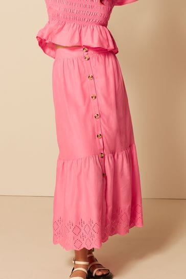 Pink cotton on sale midi skirt