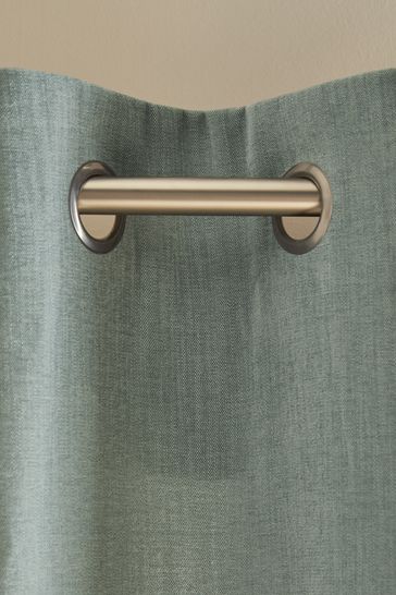 Soft Blue Matte Chenille Lined Eyelet Curtains