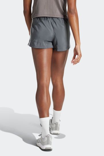 adidas Grey Pacer Training 3 Stripes Woven High Rise Shorts