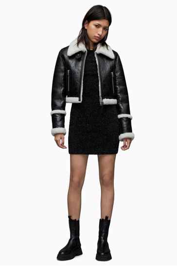 Buy All Saints Black Calvert Flying Jacket from Next Luxembourg
