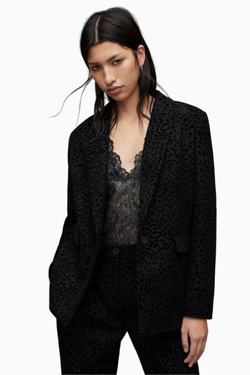 Buy All Saints Laila Leo Black Wool Blazer from Next Luxembourg