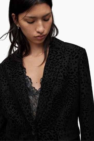 Buy All Saints Laila Leo Black Wool Blazer from Next Luxembourg