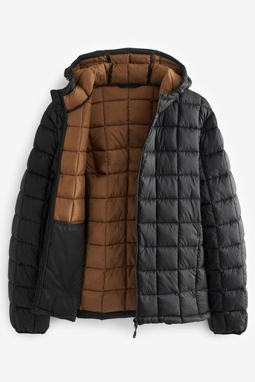 Buy Black Shower Resistant Lightweight Square Quilted Jacket from