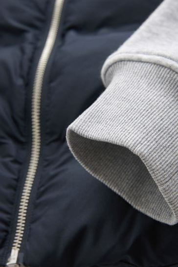 Buy Navy Blue Grey Jersey Sleeve Puffer Jacket from Next Luxembourg