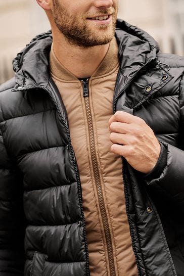 Mens black longline coat sales