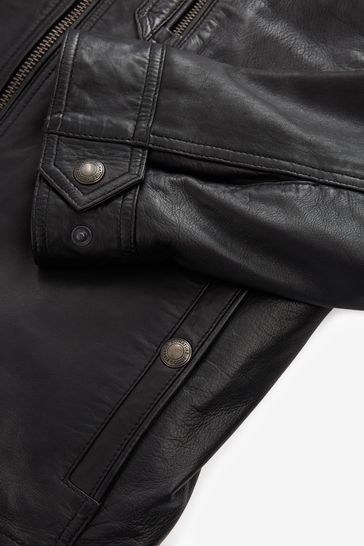 Buy Black Leather Signature Utility Jacket from Next Germany