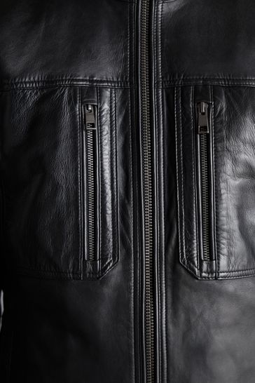 Leather utility sales jacket women's