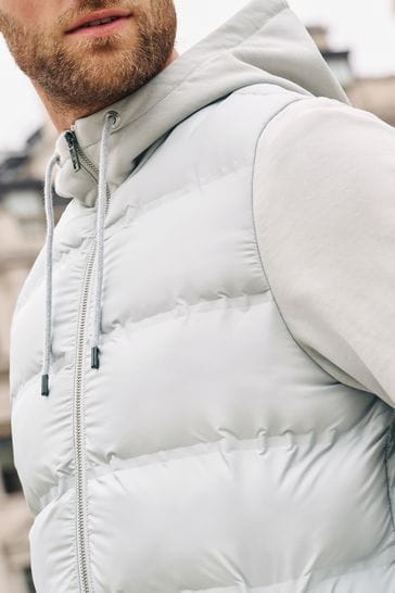 Buy Grey Jersey Sleeve Puffer Jacket from Next Luxembourg