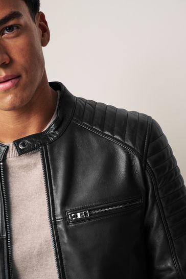 Leather quilt clearance racer jacket