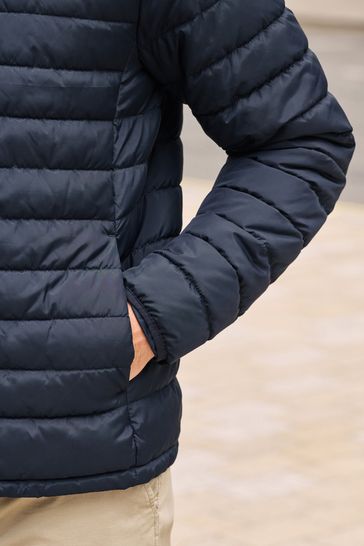 Navy Blue Shower Resistant Lightweight Puffer Jacket