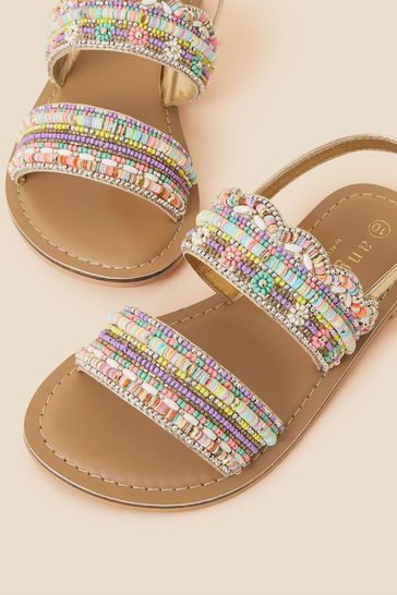 Buy Angels by Accessorize Girls Pink Embellished Beaded Scallop Sandals from Next Denmark
