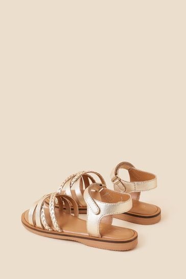 Buy Angels by Accessorize Gold Strappy Plait Leather Sandals from