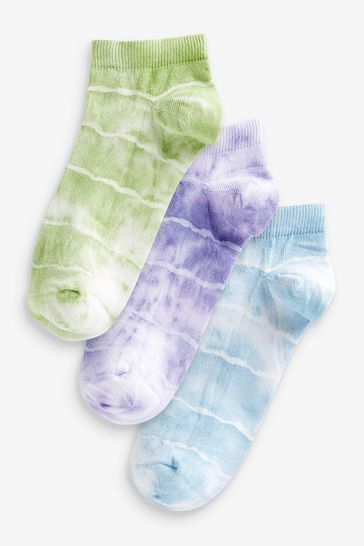Purple/Blue/Green Tie Dye Trainer Socks 3 Packs