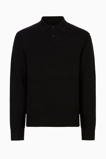 Buy AllSaints Statten Black Long Sleeve Polo Shirt from Next