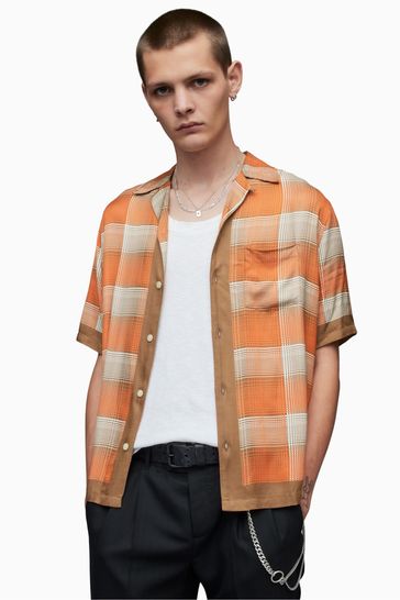AllSaints Orange Suburus Short Sleeve Shirt