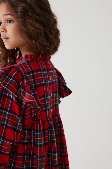 Buy Red Tartan Ruffle Check Dress 3 16yrs from Next Luxembourg
