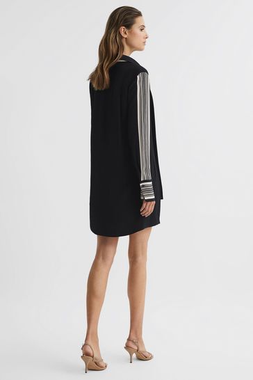 Black dress hotsell with side stripe