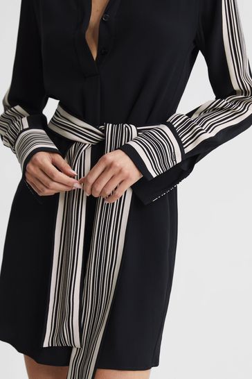 Black dress with stripe on side cheap
