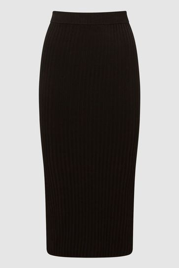 Buy Reiss Black Iona Knitted Pencil Skirt Co Ord from Next Luxembourg
