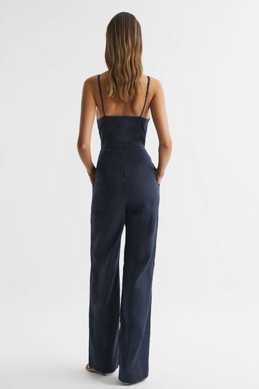 Petite store linen overalls