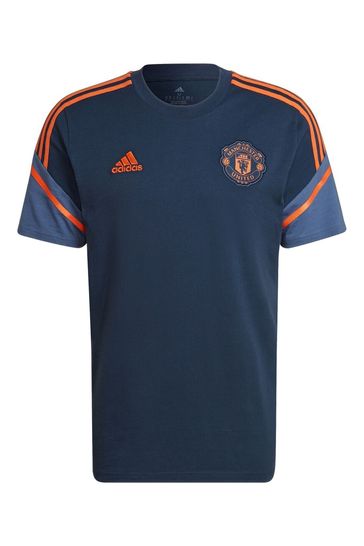 adidas Blue Manchester United Training Football T-Shirt