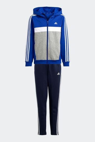 adidas Dark Blue Kids Sportswear Tiberio 3-Stripes Colourblock Fleece Tracksuit