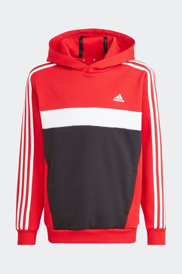 adidas Red Sportswear Tiberio 3-Stripes Colorblock Fleece Hoodie Kids