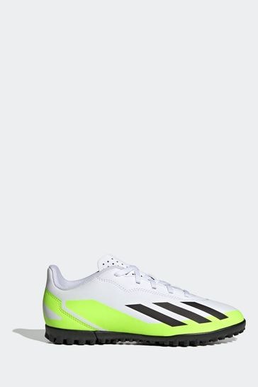 adidas White/Black Sport Performance Kids X Crazyfast.4 Turf Football Boots