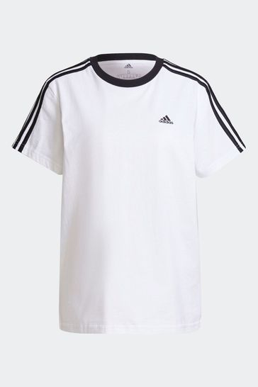 Buy adidas White Black Sportswear Essentials 3 Stripes T Shirt