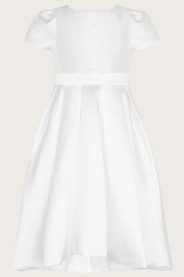 Monsoon White Pearl Embellished Henrietta Dress