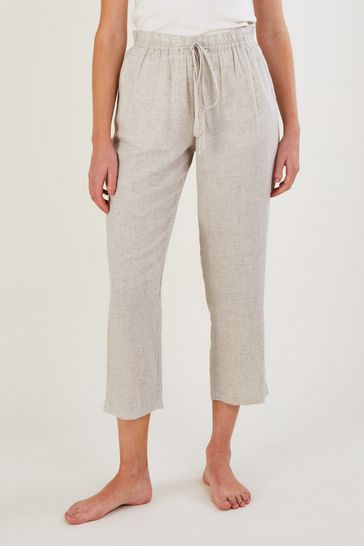 Buy Monsoon Natural Plain Crop Trousers With LENZING ECOVERO from Next Denmark