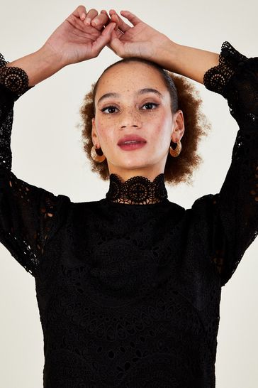 Monsoon black lace dress on sale