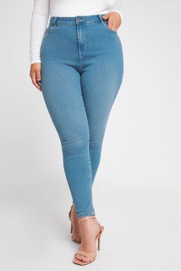 Simply Be Blue Long Mid Lucy Super Stretch Skinny Jeans