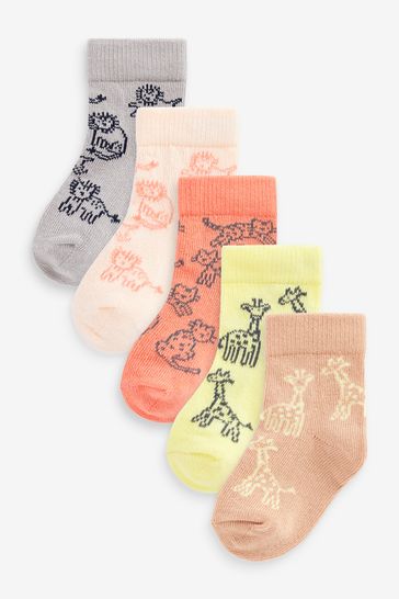 Bright Animals Baby Socks 5 Pack (0mths-2yrs)