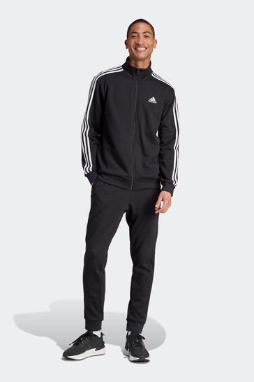 adidas Black Basic 3-Stripes Fleece Tracksuit