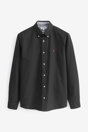 Black slim fit oxford shirt sales