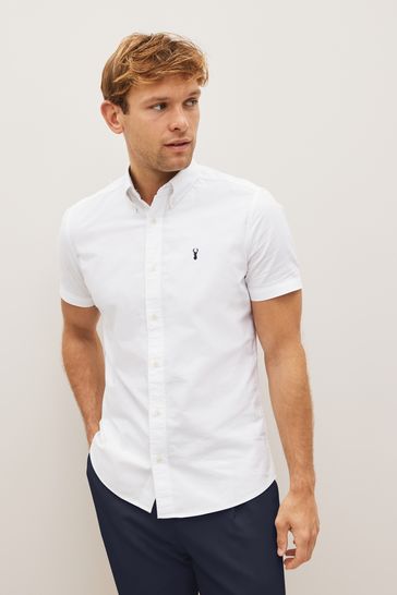 Slim fit white short sleeve shirt shop