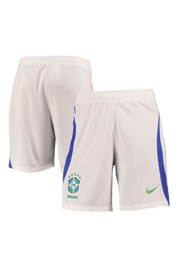 Nike White Brazil Away Stadium Football Shorts 2022-23