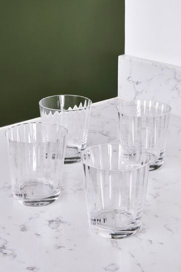 Jasper Conran London Clear Fluted Set of 4 Short Tumbler Glasses